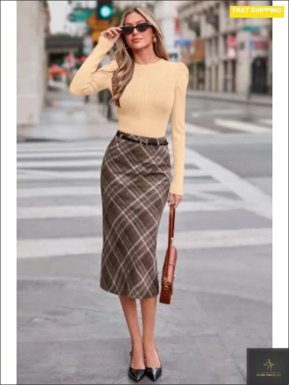 Crew Neck Puff Sleeve Ribbed Knit Fall Sweater Pullover
